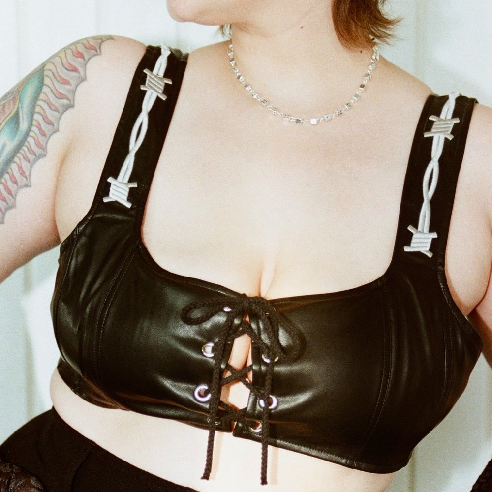 Fashion Brand Company Pammy Faux leather Bra Top 5XL